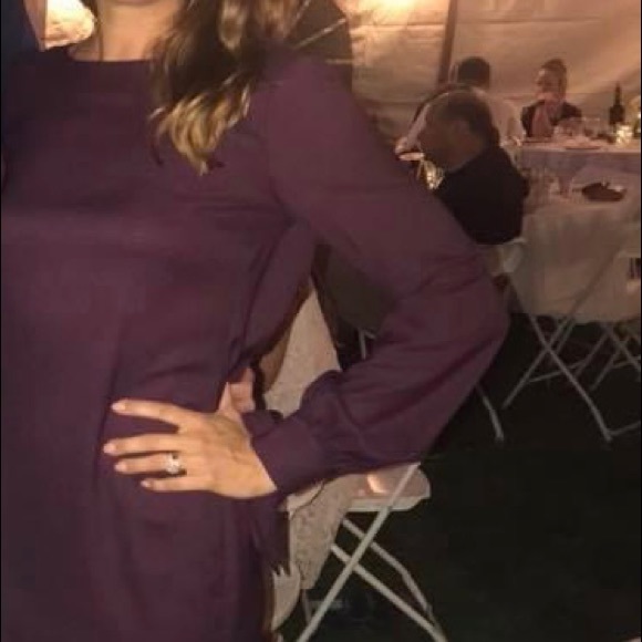 Plum colored long sleeve mini dress with low back - Picture 4 of 4